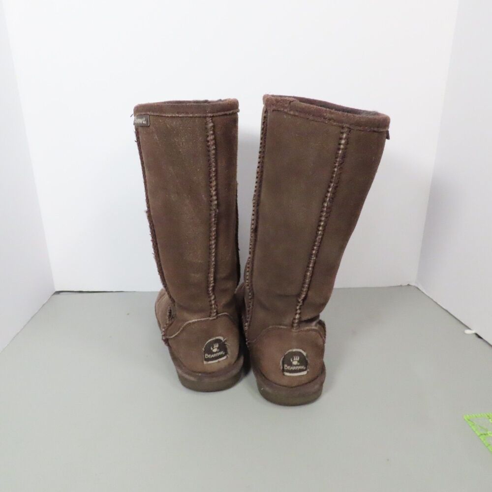 Bearpaw Eva Tall Brown Suede Shearling Lining Winter Boots Women Size 9